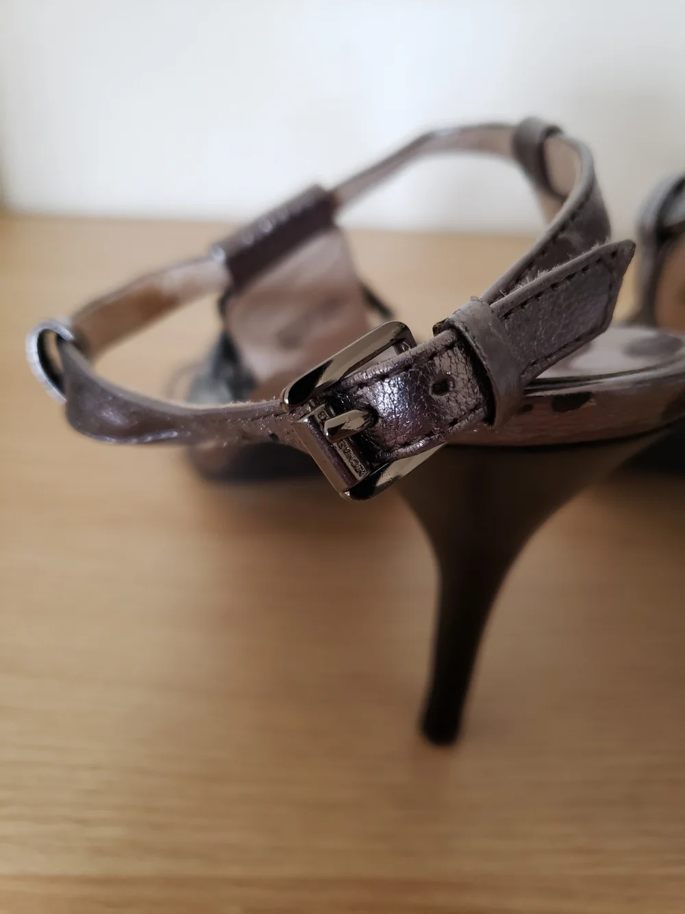 Michael Kors Metallic Gunmetal T-Strap Fringe Sandals